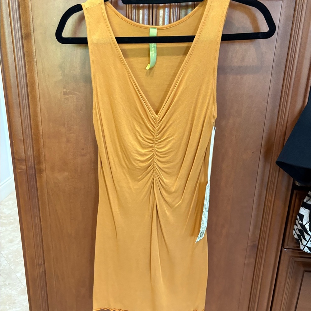 Green Dragon Mustard Ruched Tank Top nwt